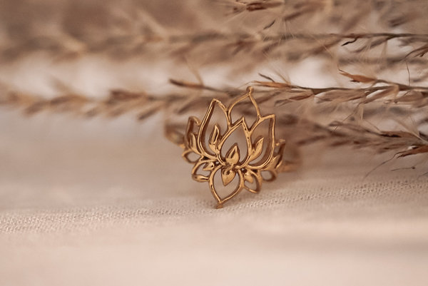 India Boho Ring - Lotus (gold oder silber)