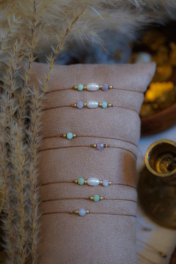 SEA-SHINE Armbänder - hellbraun (Kunzit, grüner Opal)