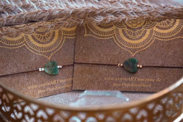 Armkette "Herzal" aus afrikanische Jade - (GOLD UND SILBER)